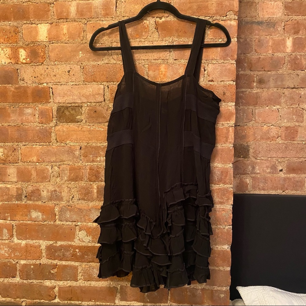 SONIA BY SONIA RYKIEL 
BLACK RUFFLE BANDAGE DRESS